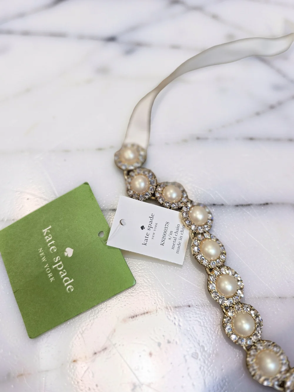 Kate Spade New York Pearl Bridal Belt Cream S/M NWT